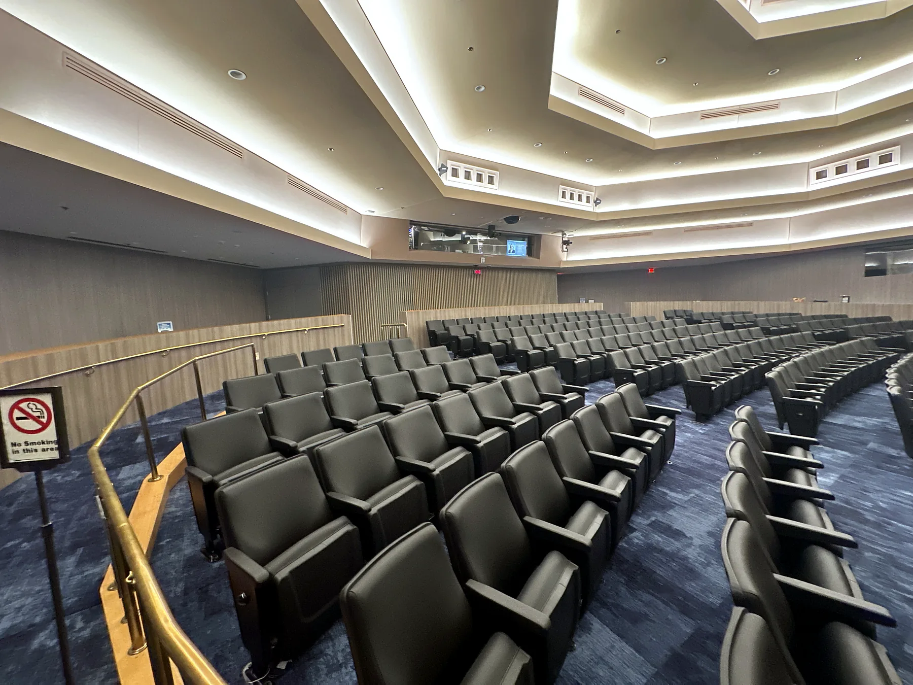 Rows of chamber seating and the dais beyond