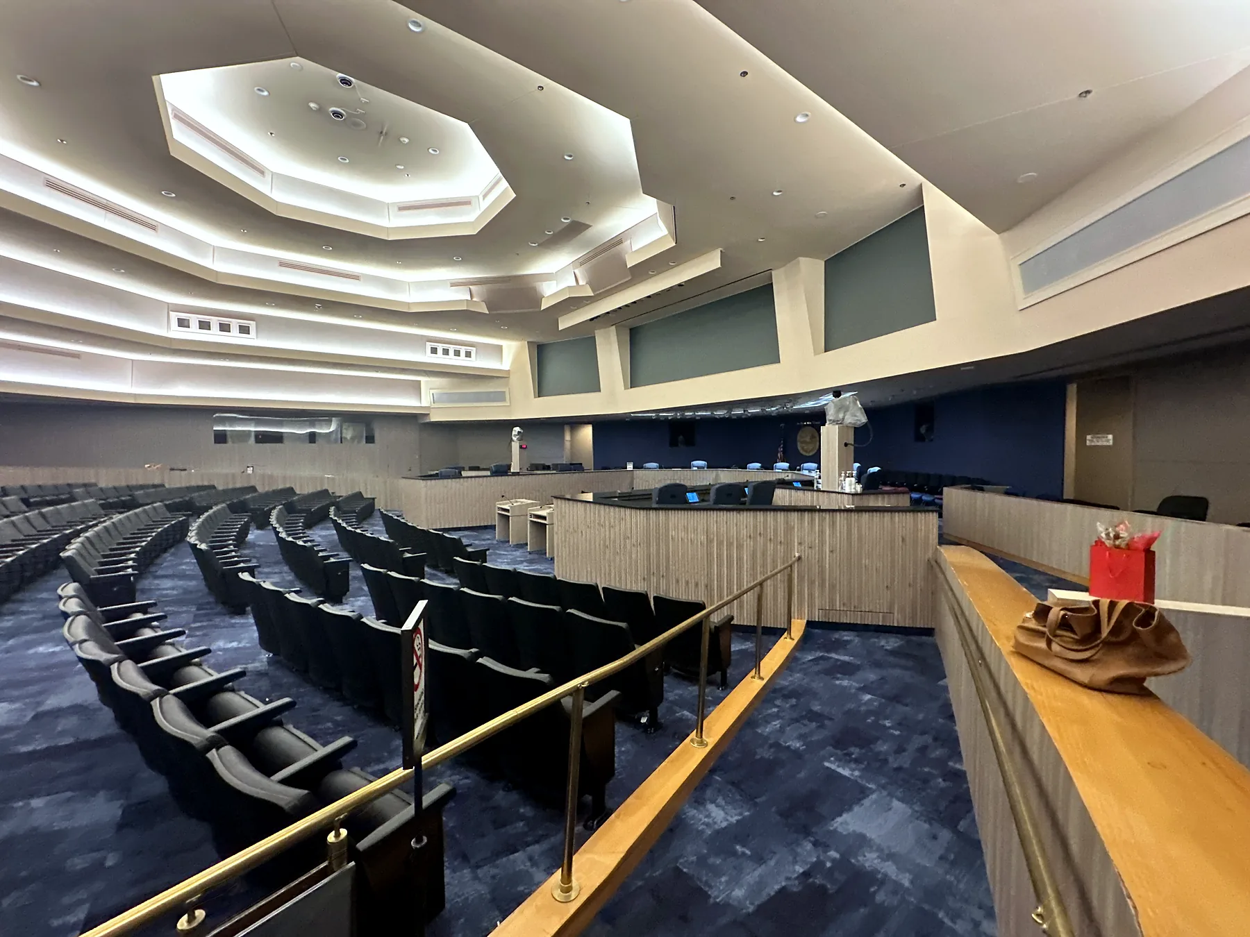 Chamber seating over Kind Of Blue carpet tile in the Commission Chambers