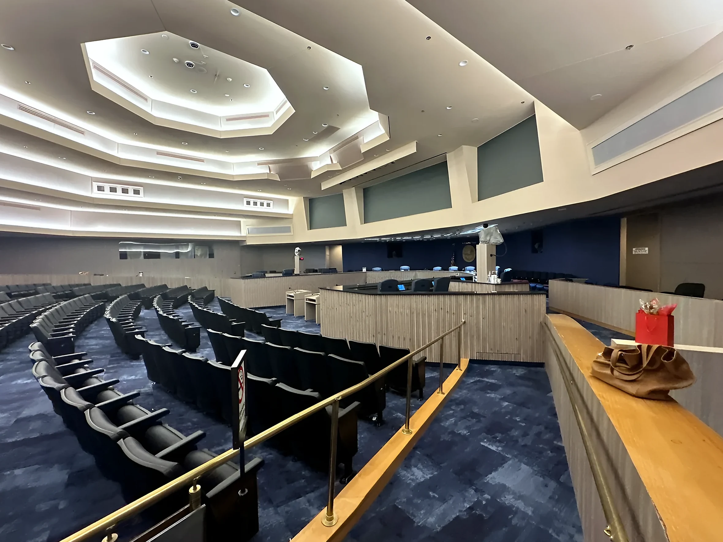 Chamber seating over Kind Of Blue carpet tile in the Commission Chambers