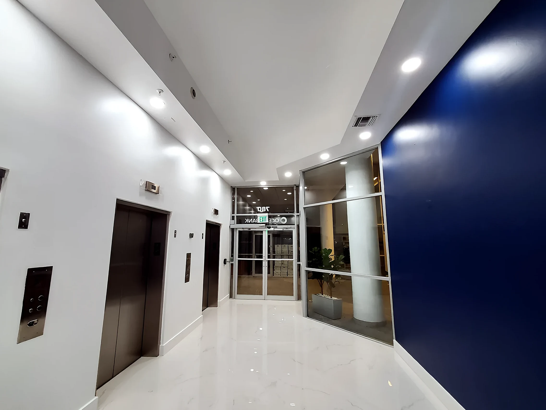 The renovated Ocean Bank elevator lobby
