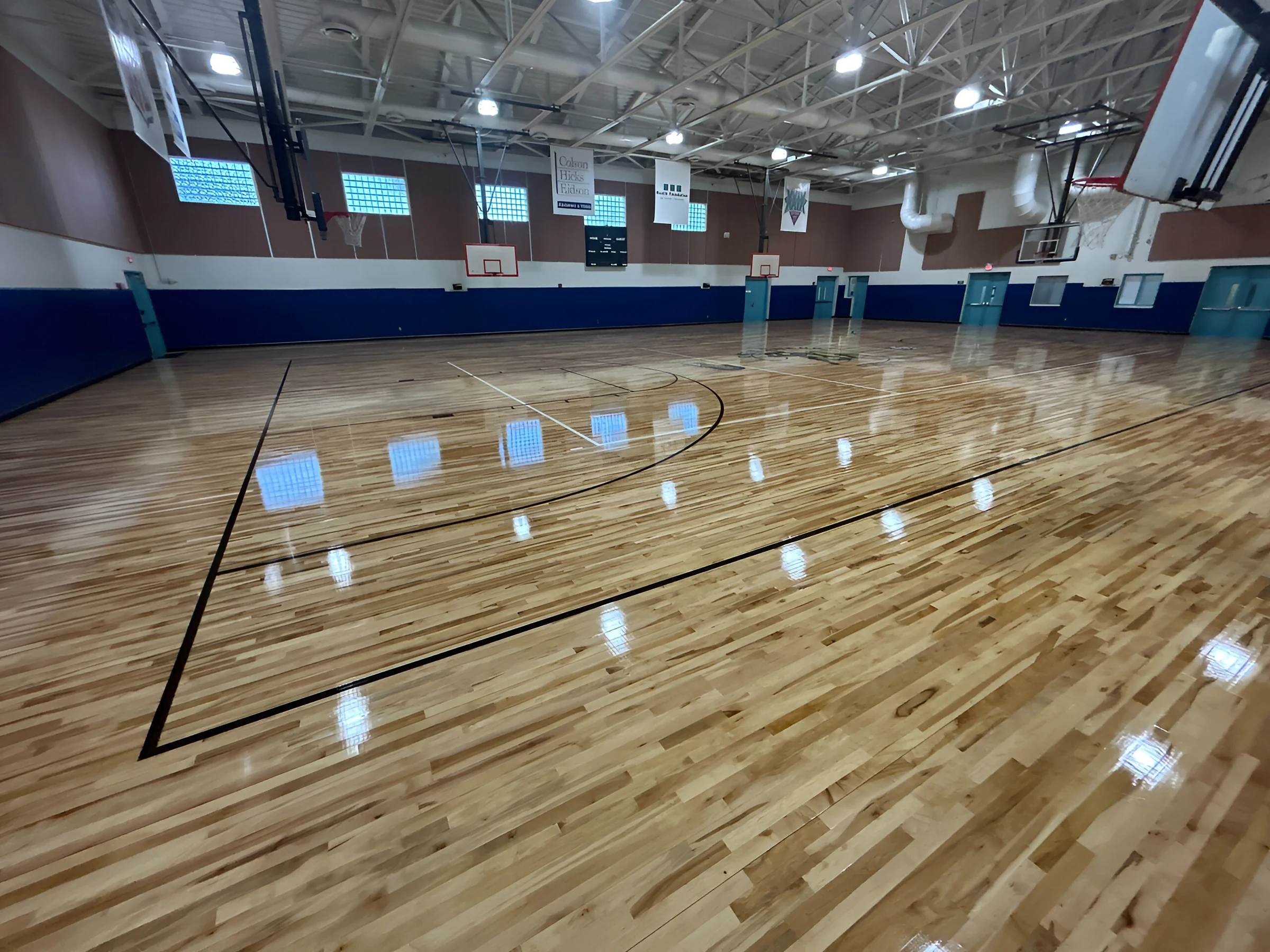 Game lines and the free-throw lane on the sealed court