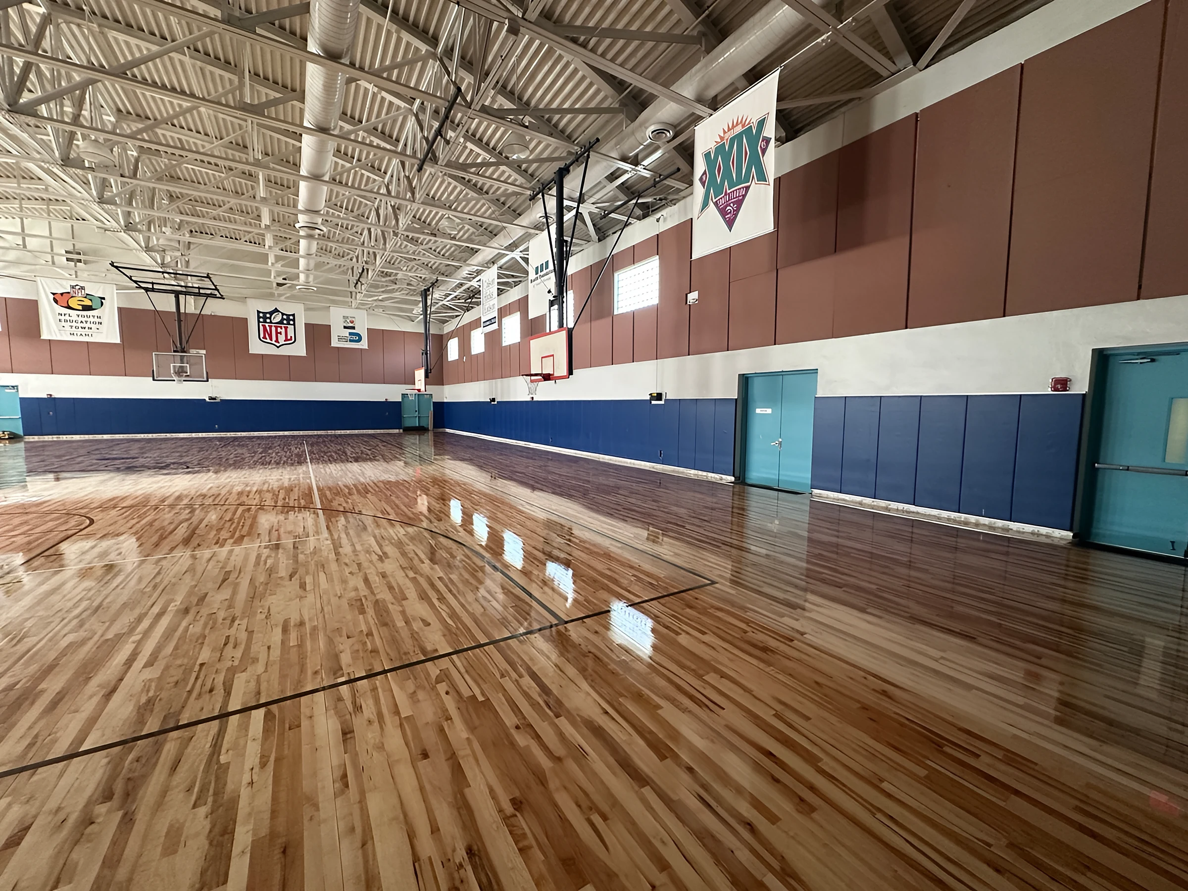 View from the baseline across the finished floor