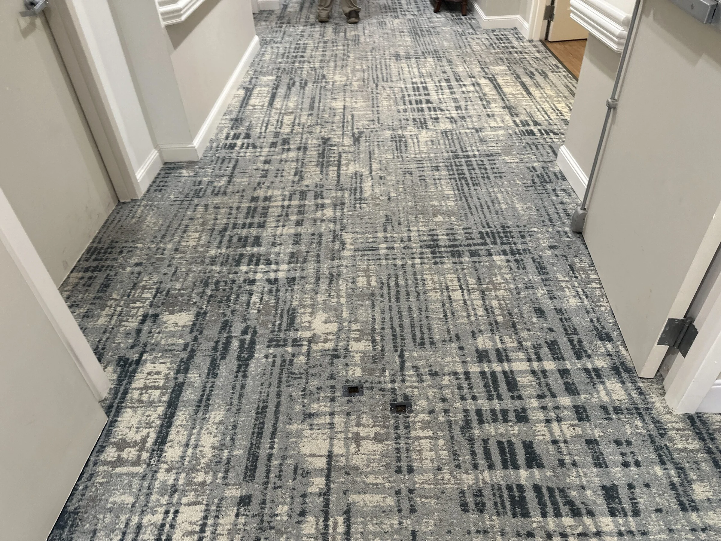 Close view of the blue and grey pattern