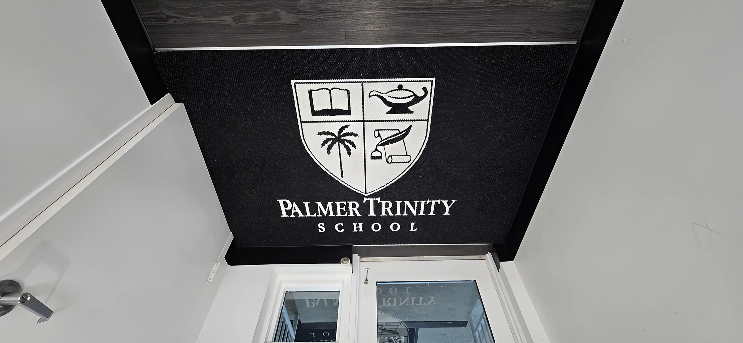 Logo mat in the entry vestibule