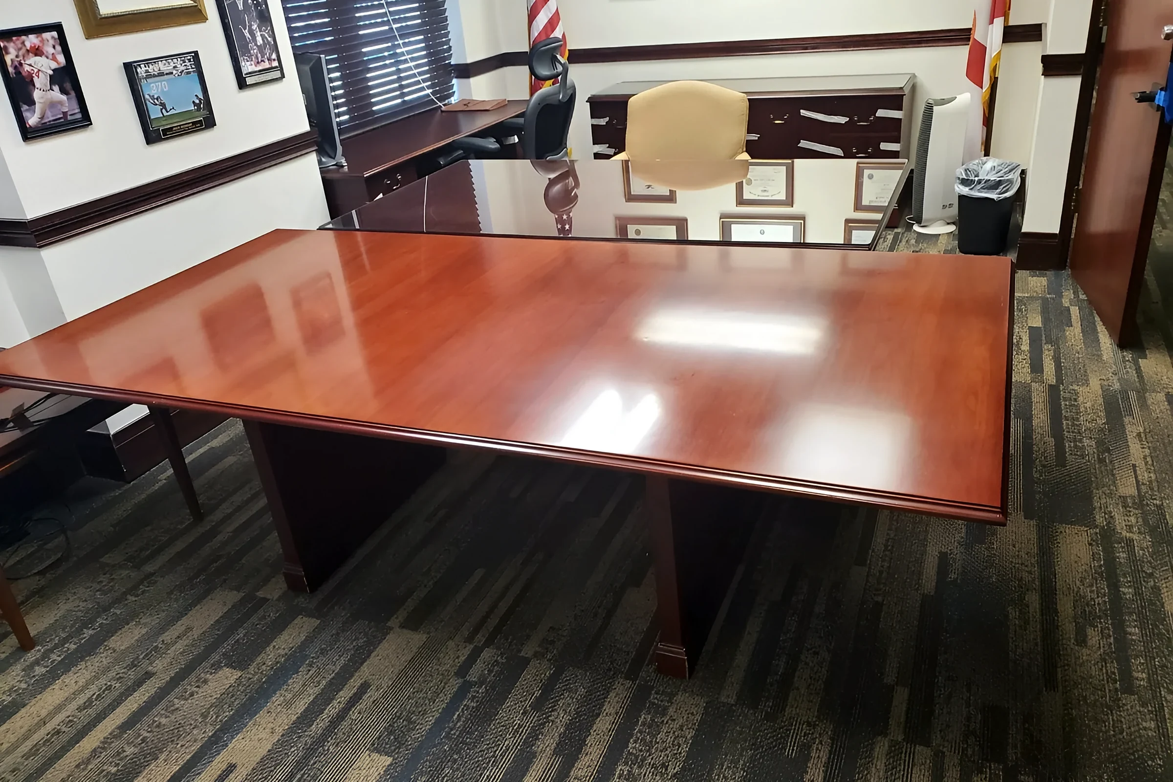 Conference table on the new carpet