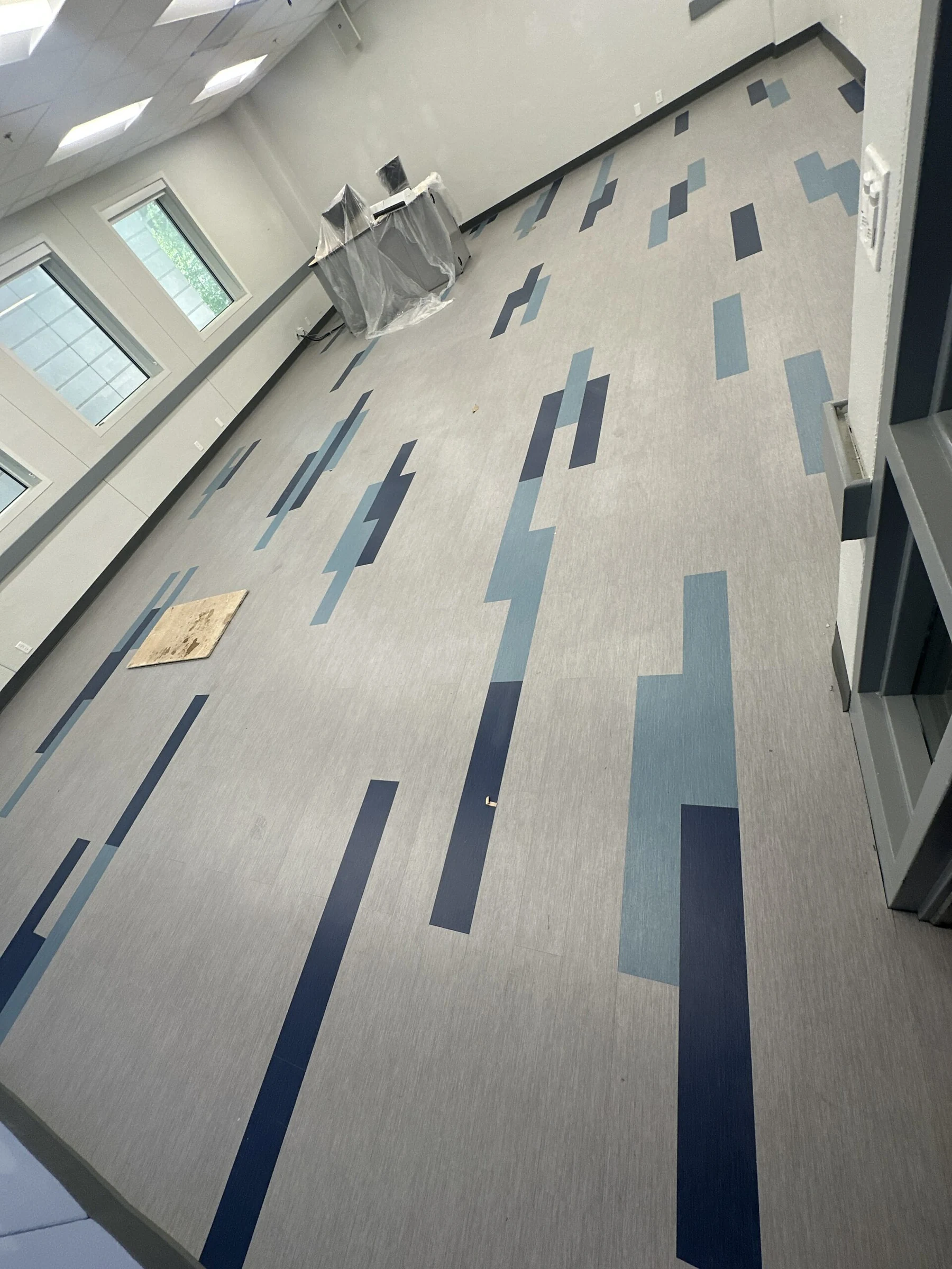 The pattern seen from the back of the room