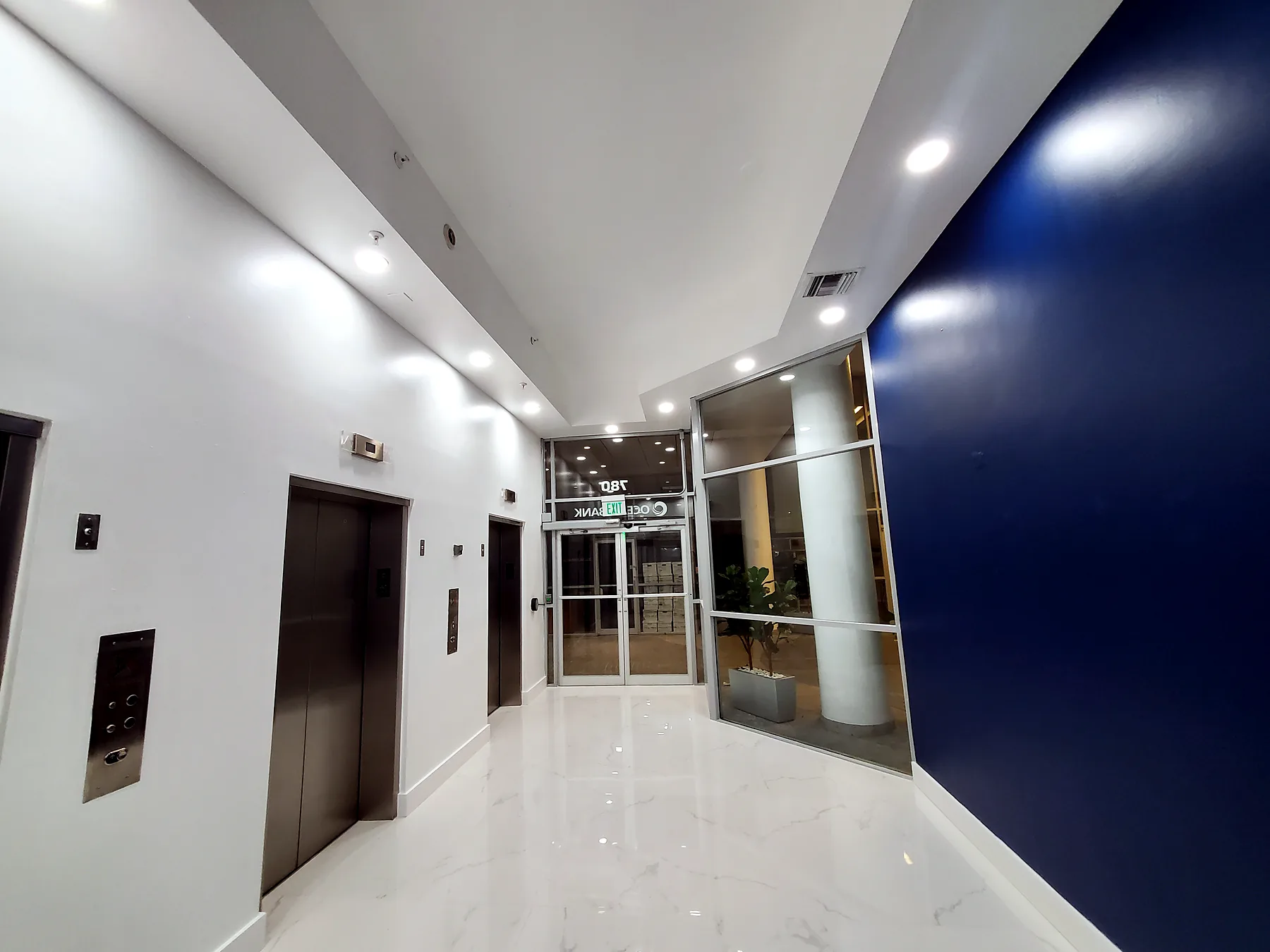 The renovated Ocean Bank elevator lobby