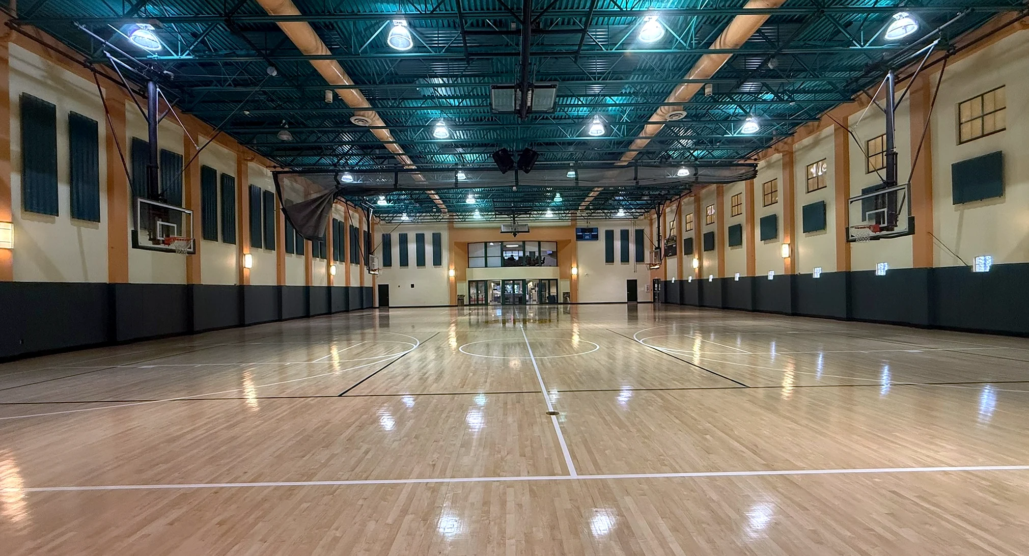 The refinished gymnasium at the Coral Gables War Memorial Youth Center